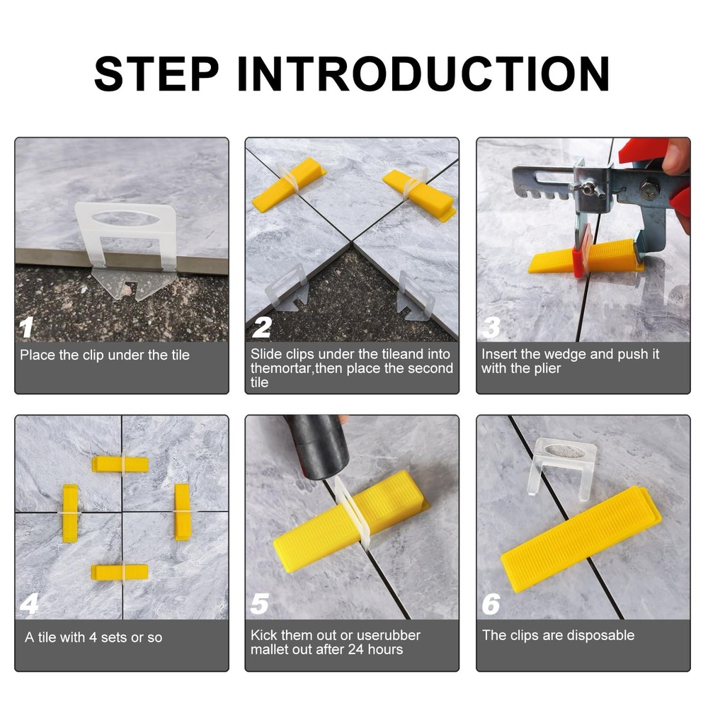Tile Leveling System Clips 1/16" Leveler 1.5mm Clips, White