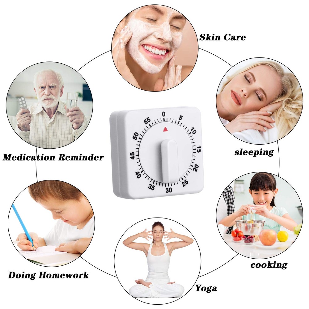 2 Pieces 60 Minute Visual Kitchen Timer Hour Mini Countdown Mechanical Timer