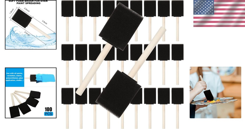 Versatile 100 Pack 2 Inch Foam Brushes with Bevel Tips - Ideal for Any Surface