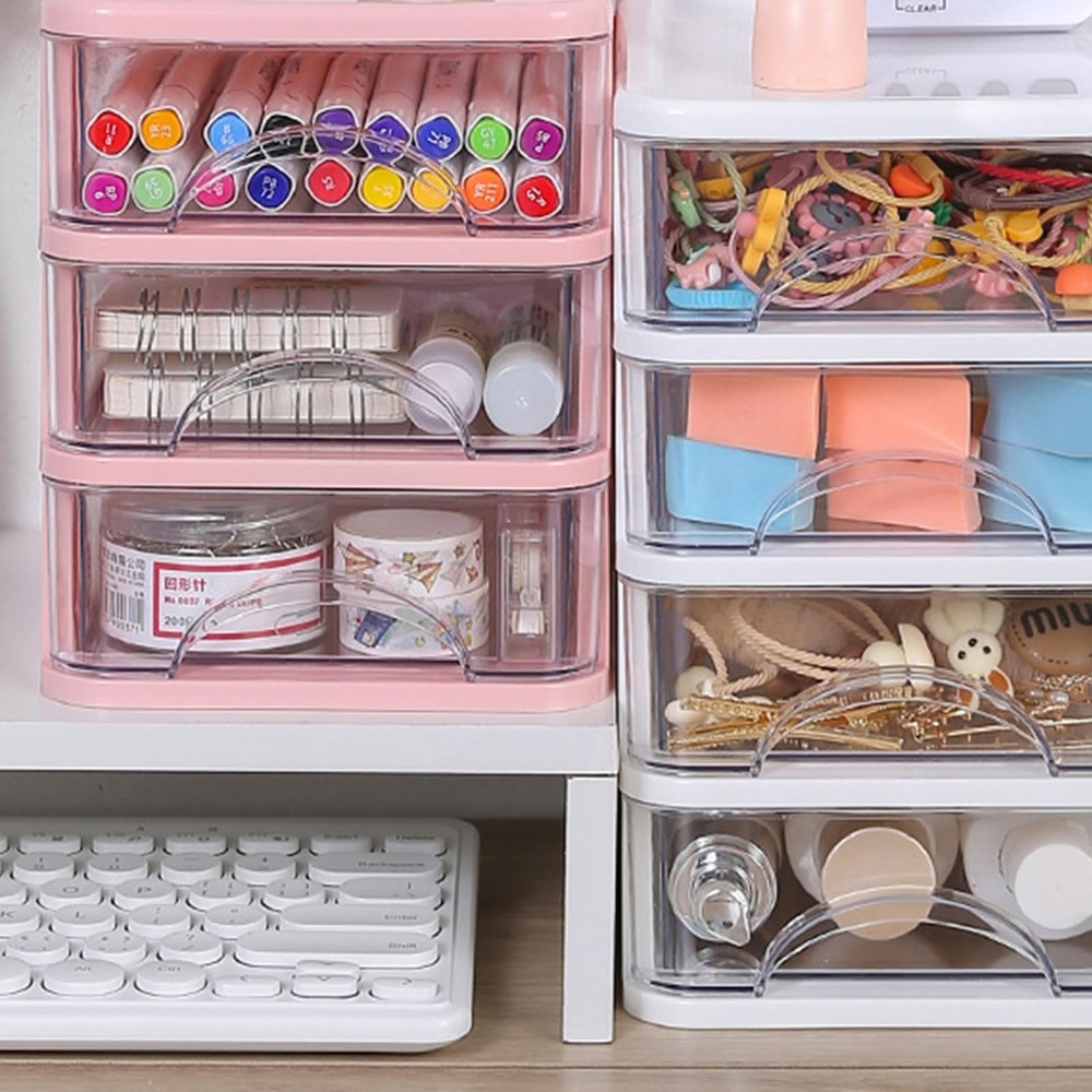 Stationery Storage Box,Desk with Drawer Desktop Desk Storage Box Stackable Or...