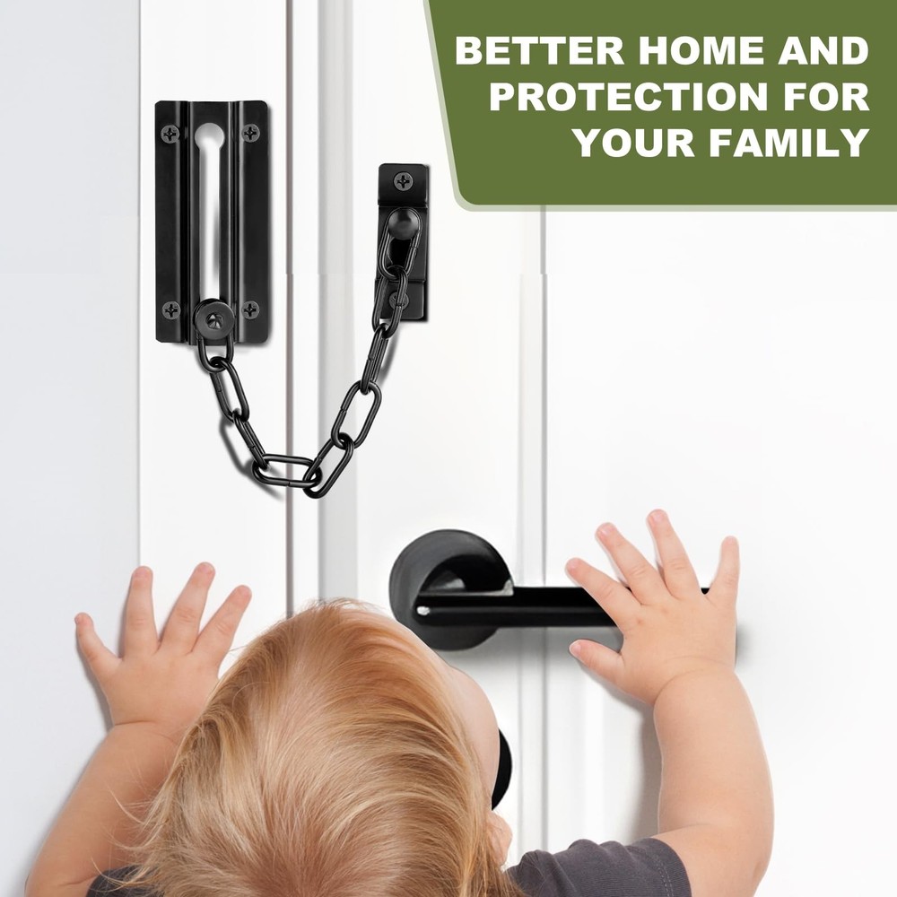 Fitoon 2 Pack Door Chain Lock Black, Security for Inside Door,...