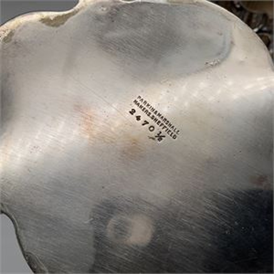 Antique Parkin & Marshall Sheffield Silver Plate Tea Set, Plate, Candlesticks…