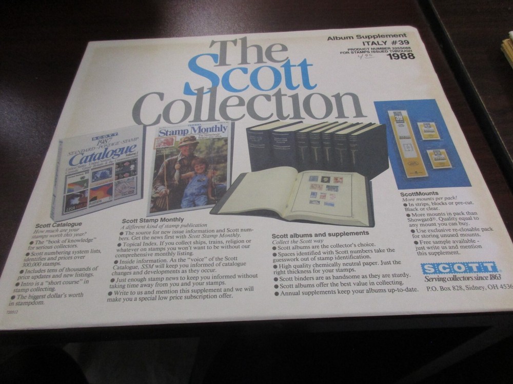 THE SCOTT  ALBUM  SUPPLEMENT ITALY  #39 ,1988 W/FREE SHIPPING!!