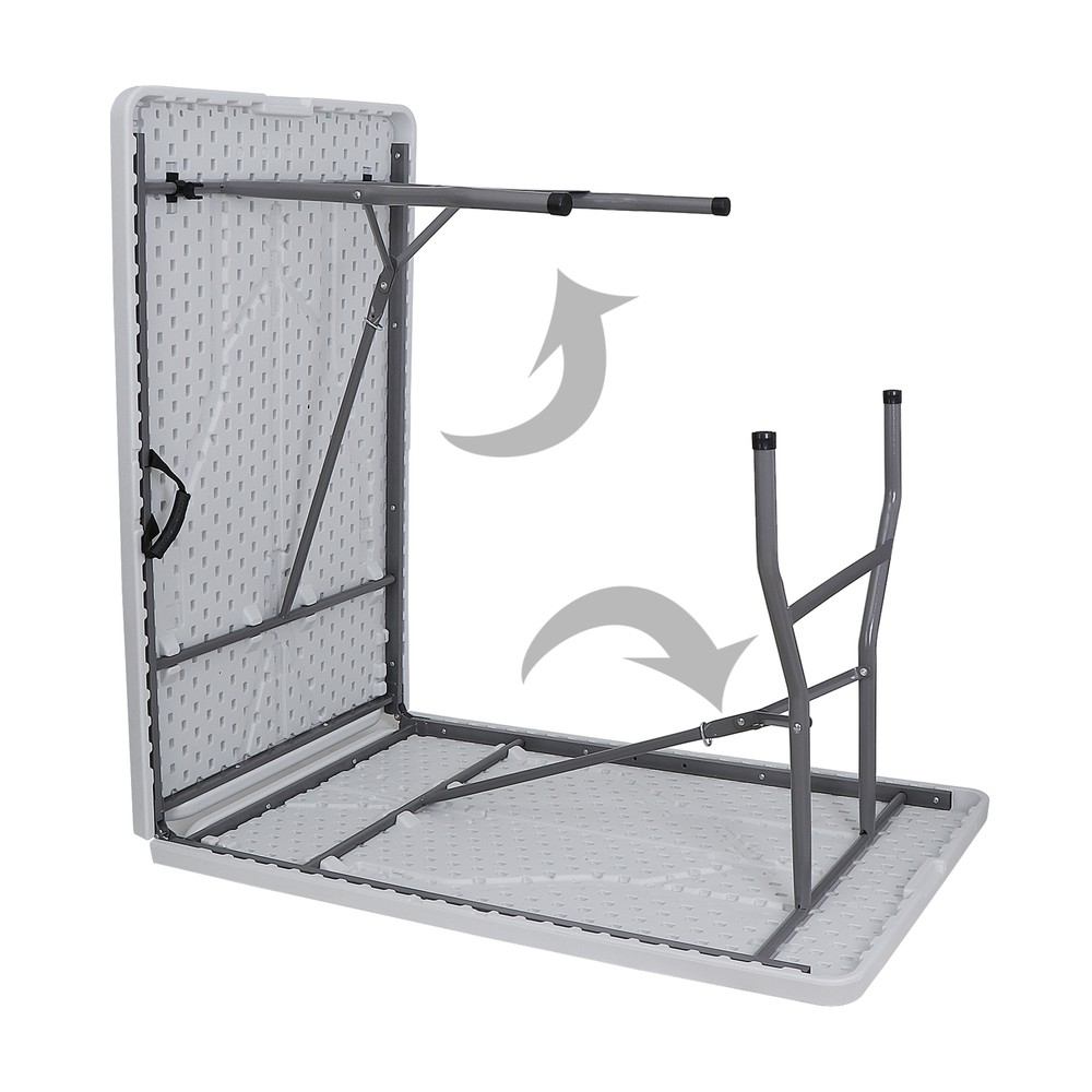 2PCS 8FT Folable Camping Table w/Handle Lock Dining Table Picnic Camping Table