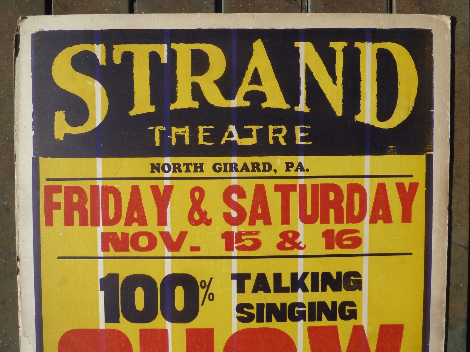 original vintage 1929 "Showboat" movie poster Laura LaPlante, Jos. Schildkraut