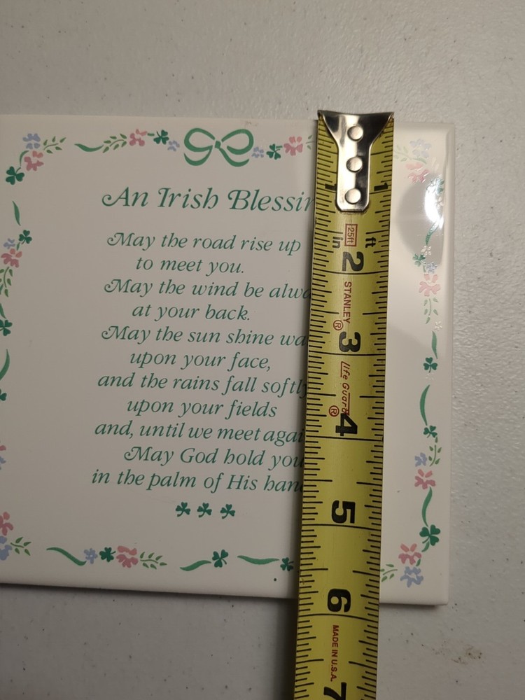 An Irish Blessing Ceramic Tile 6" Square RUSS Cork Backing