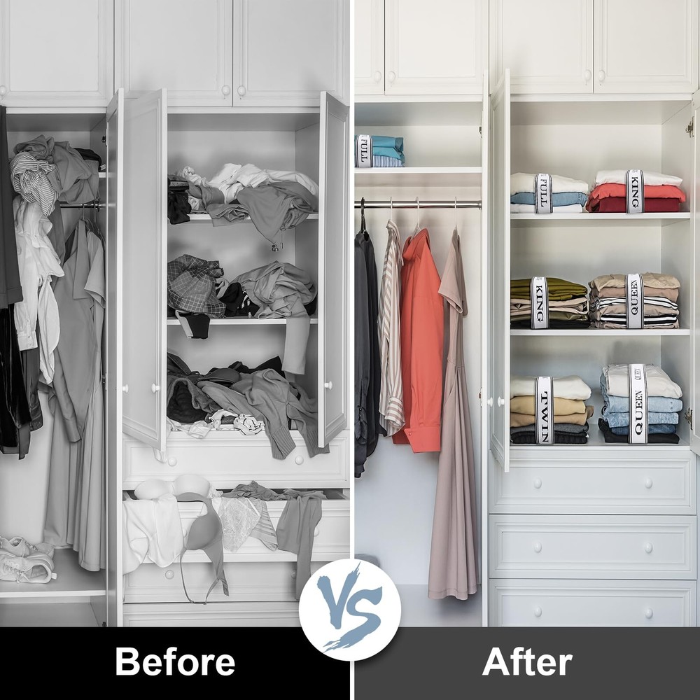 8 Pcs Bed Sheet Organizer Bands with Hook and Loop Adjustable Sheet Organizer...