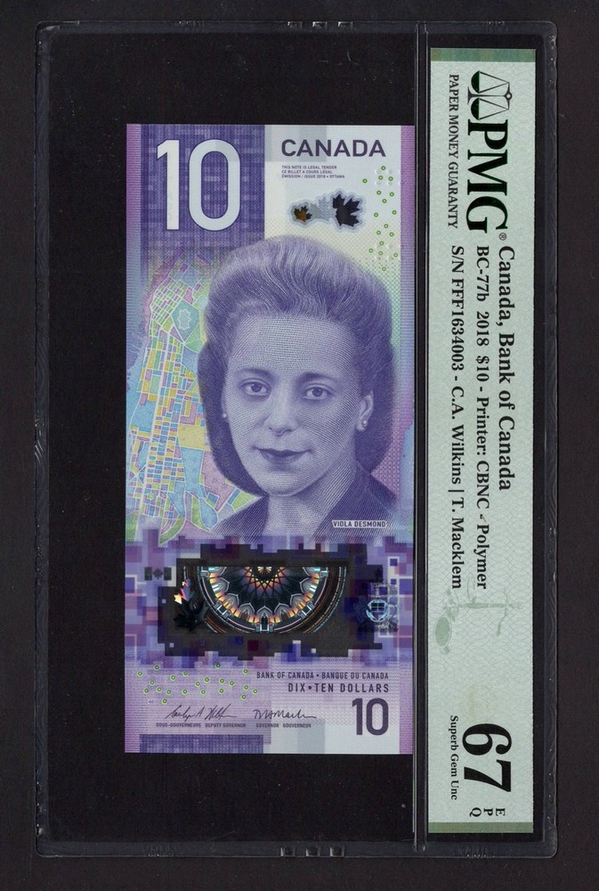 Canada 10 Dollars 2018 BC-77b Uncirculated Grade 67