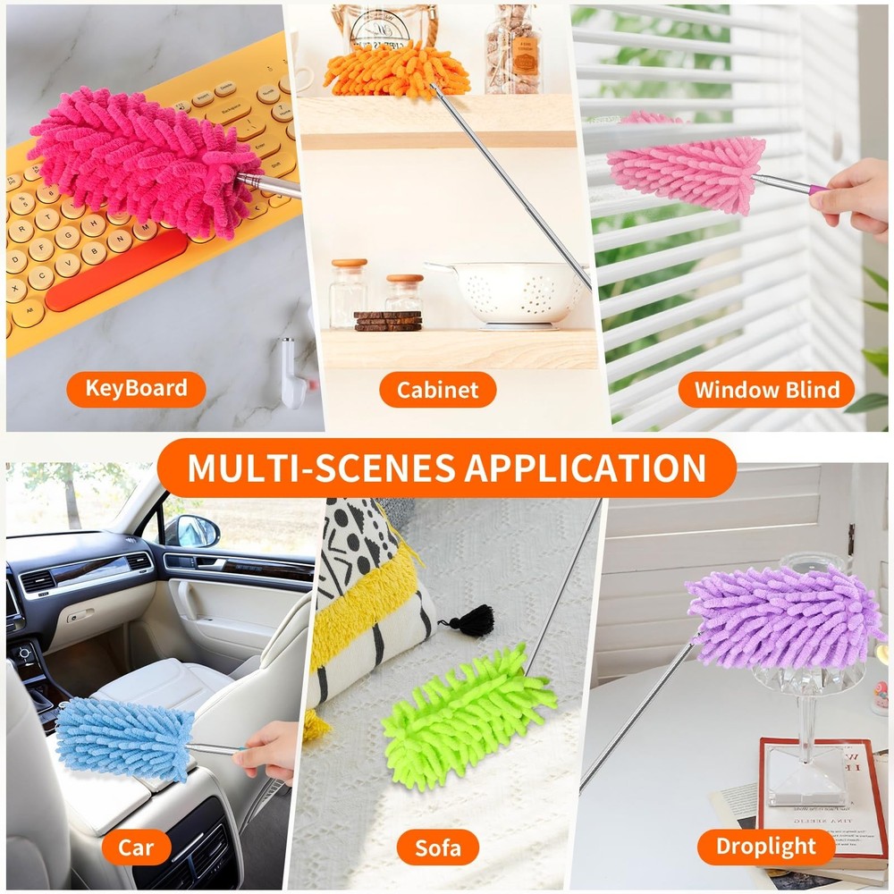Mini Duster for Cleaning, 360° Bendable Hand Dusters with Extension Pole, W