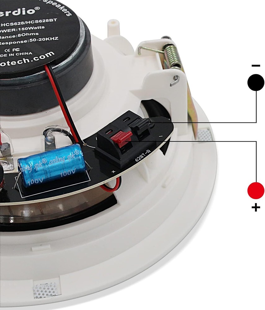 Herdio 6.5" 2-Way Passive Wired Flush Mount In-Ceiling Speakers for Kitchen