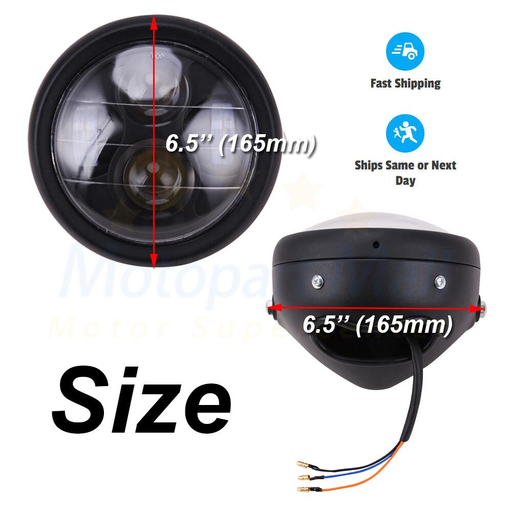 Universal Motorcycle 6.5" LED Hi/Lo Headlight With Bracket For Cafe Racer Bobber