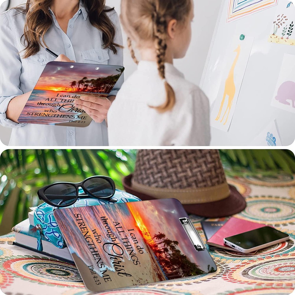 Plastic Clipboard Pen Bag Combination A4 Letter Sunset Beach Patterns