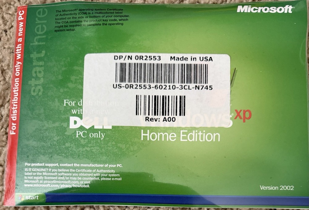 SEALED NEW Microsoft Windows XP Home Edition Version 2002