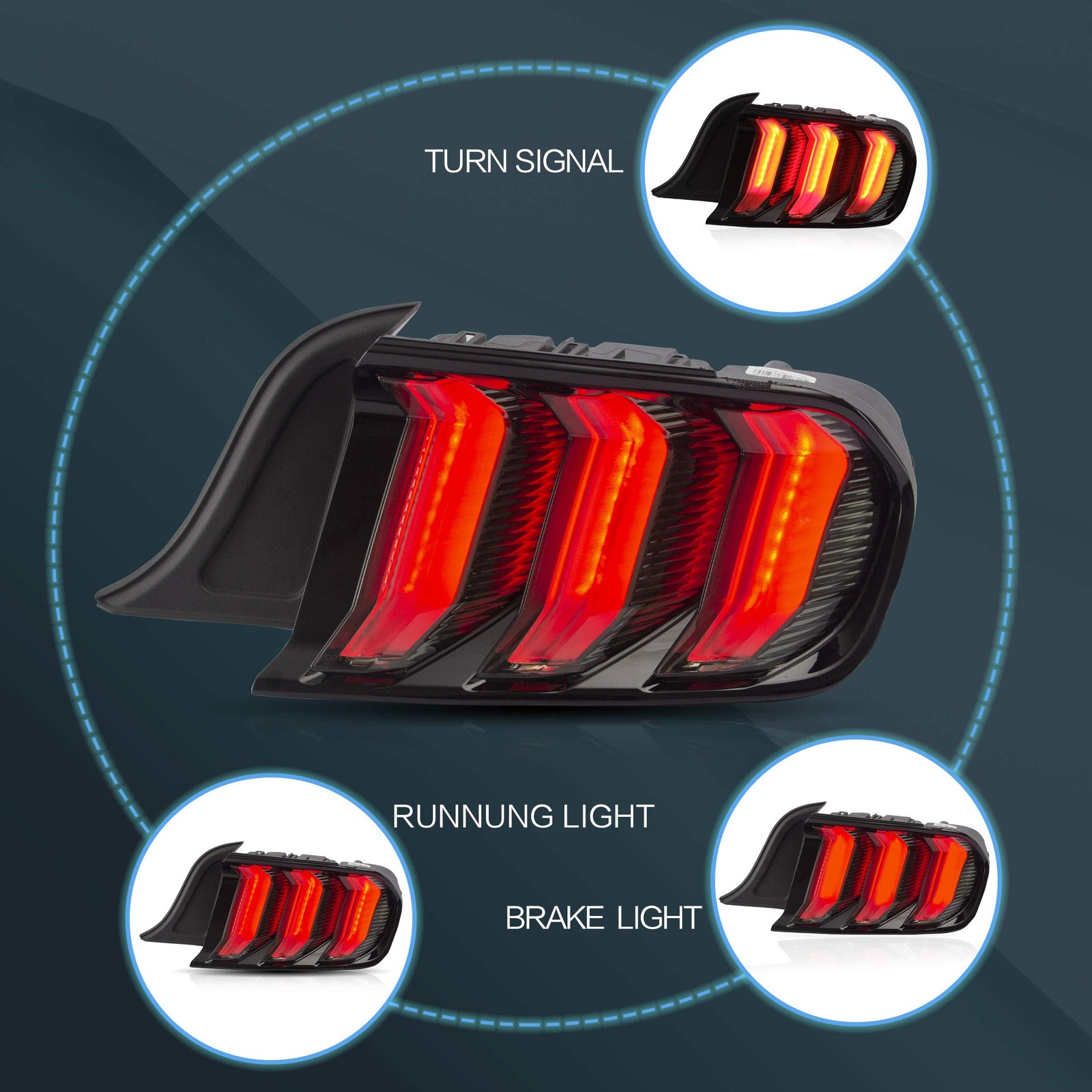 Tail lights Assembly Fit for 2015-2020 Ford Mustang 6th Gen Plug-and-play