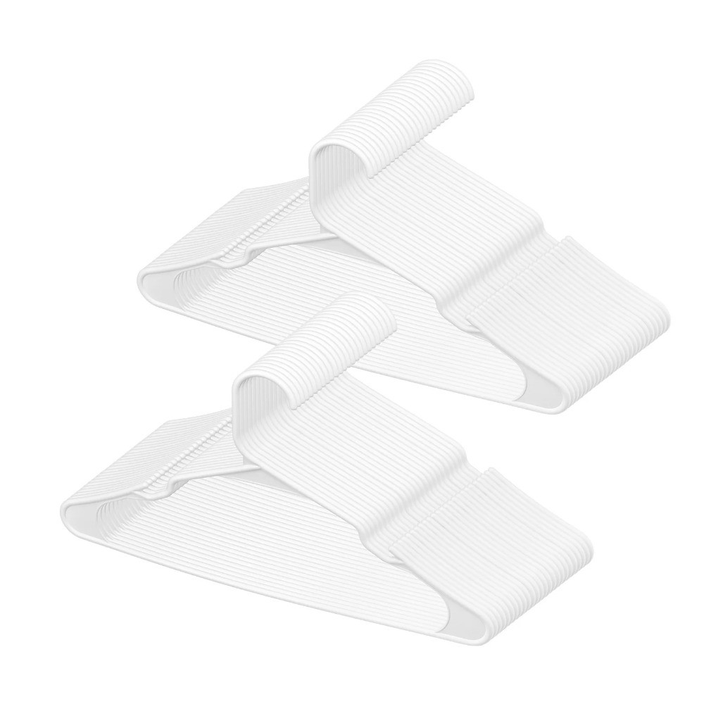 Slim 0.2-inch Hangers, 50-Pack, White, with Durable Triangular Structure
