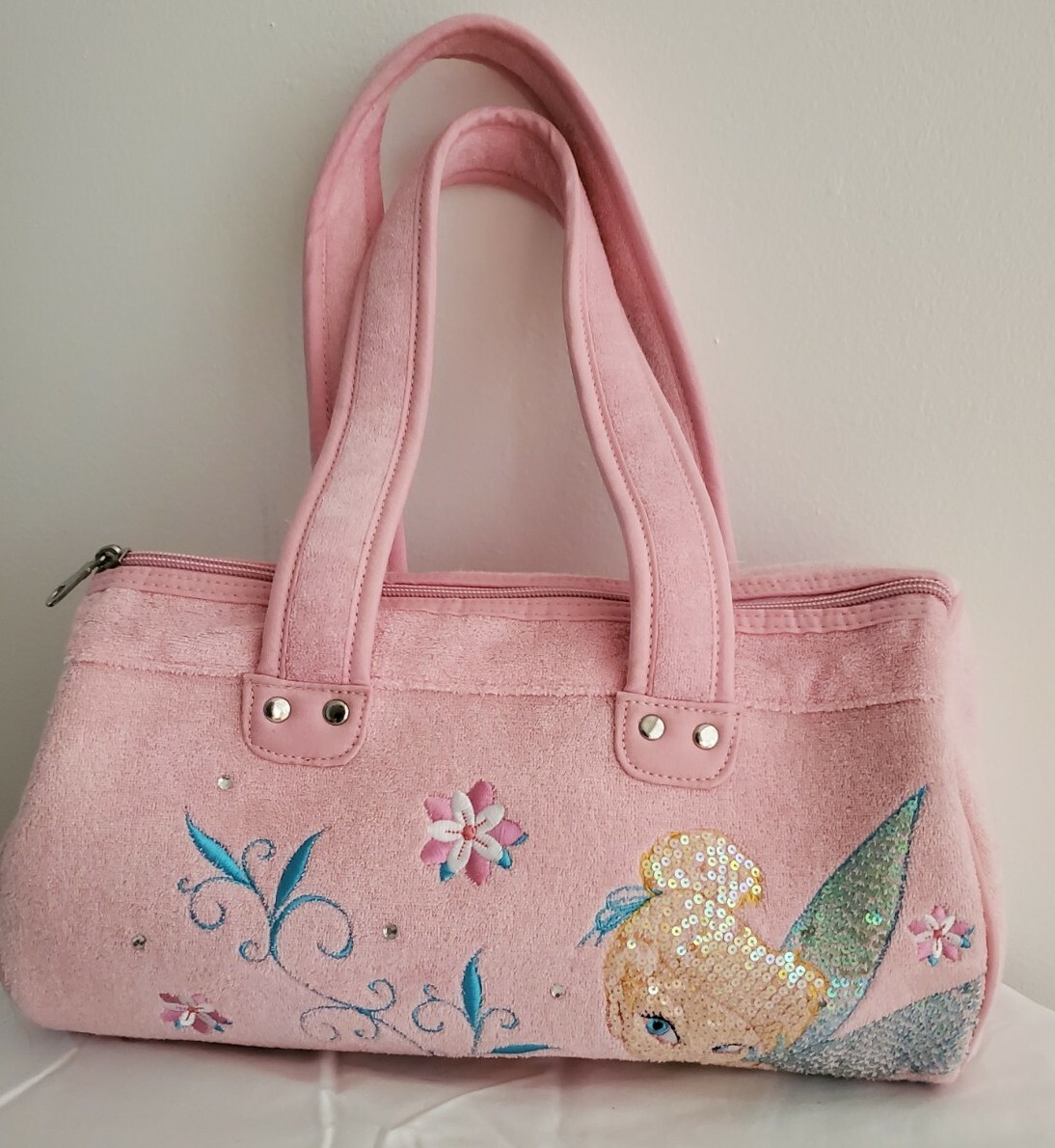 DISNEY STORE TINKERBELL PINK SEQUIN HANDBAG-NEW