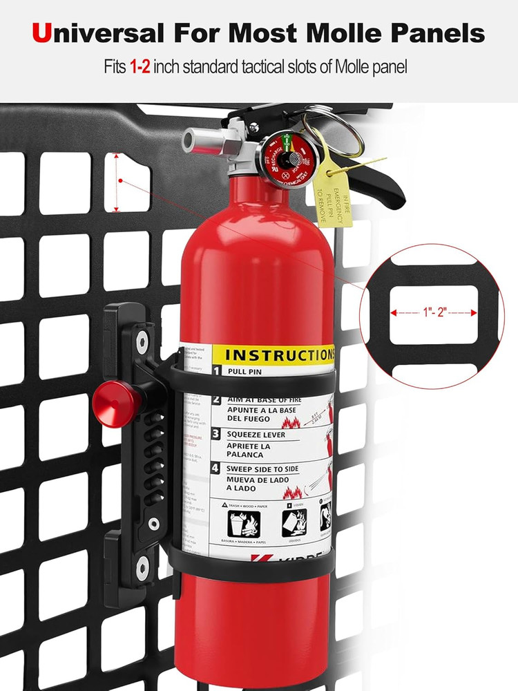 MOLLE Panel Fire Extinguisher Mount Kit Fits 1"-2" Rigid Holes Quick Release Car