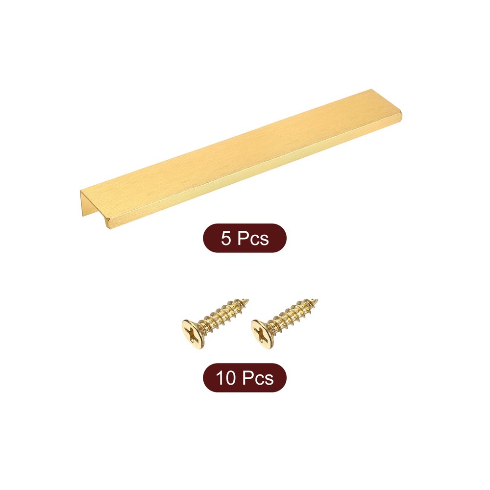 Cabinet Edge Finger Pull, 5pcs 200mm / 7.87" Hidden Cabinet Pulls, Gold