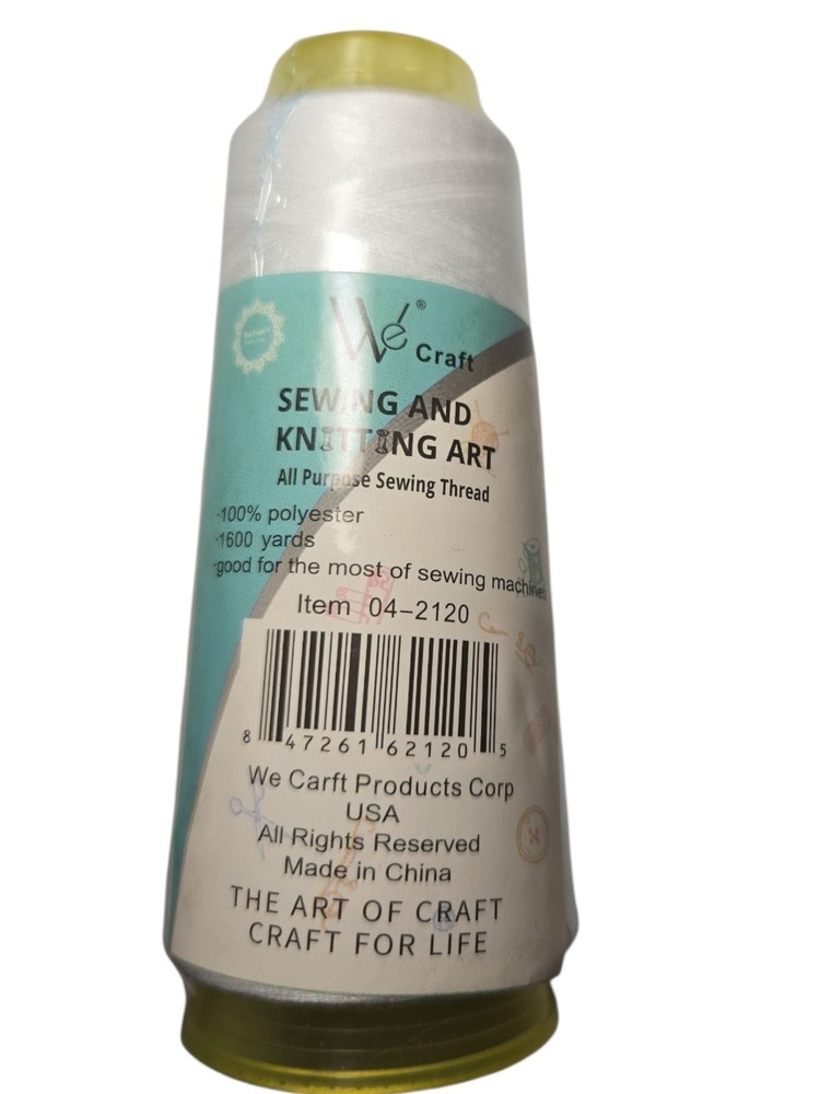 Hilo/White 100% Polyester Multi-Purpose Sewing Thread Spool 1600 Yards