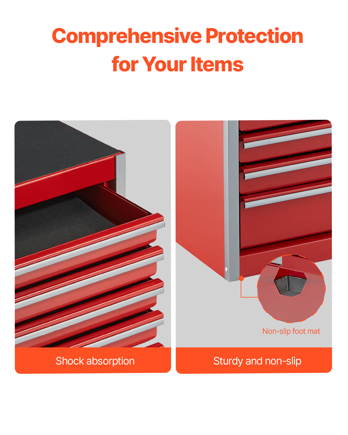 Tool Box 8.6-inch Portable Metal Tool Box with 5 Drawers Tool Organizer Red