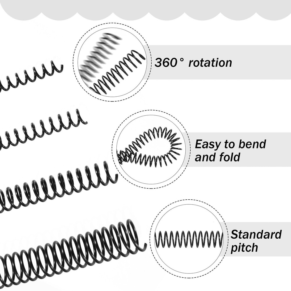 100 Pack Plastic Spiral Binding Coils 41 Pitch Spiral Binding Coils Binding K...