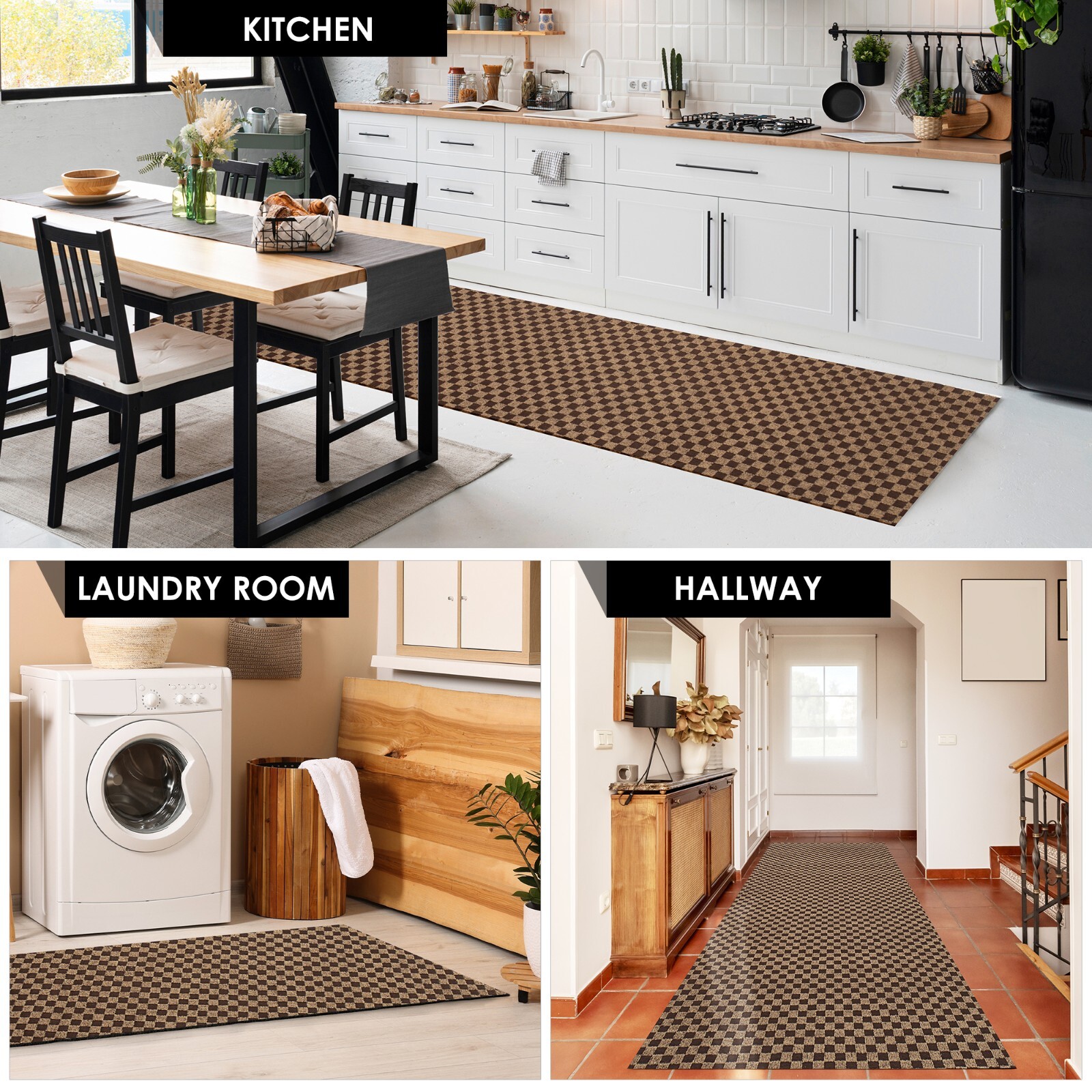 Runner Rug 2 x 6, 3 x 10 ft Hallway Non Slip Rubber Rugs for Kitchen Carpet