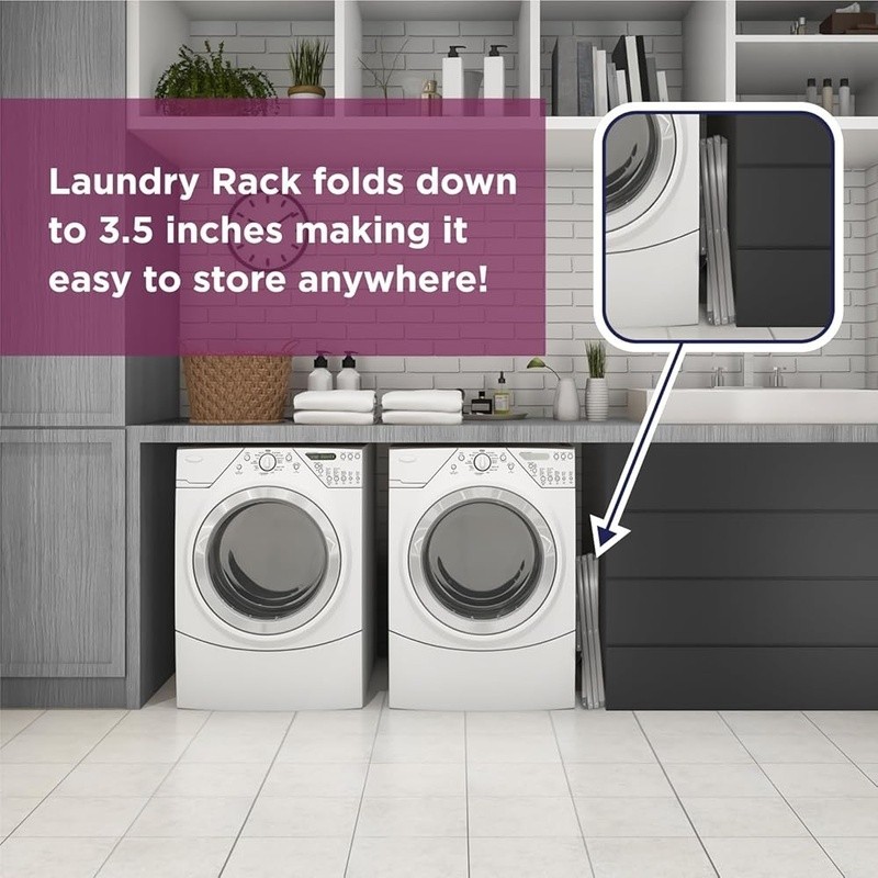 Folding Metal Drying Rack Space Saving Collapsible Adjustable Storage Solution