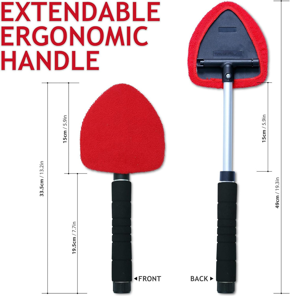 TAKAVU Windshield Window Cleaner Tool, Extendable Long-Reach Handle, Unique