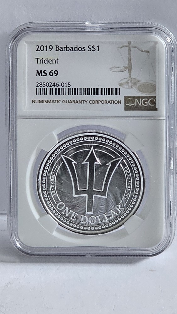 2019 Barbados 1 oz Silver Trident NGC MS69