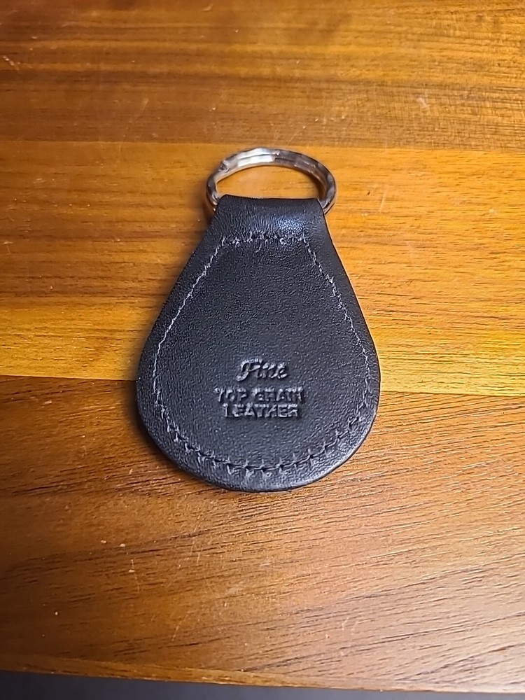 US Navy Keychain Leather Back Enamel Medalion