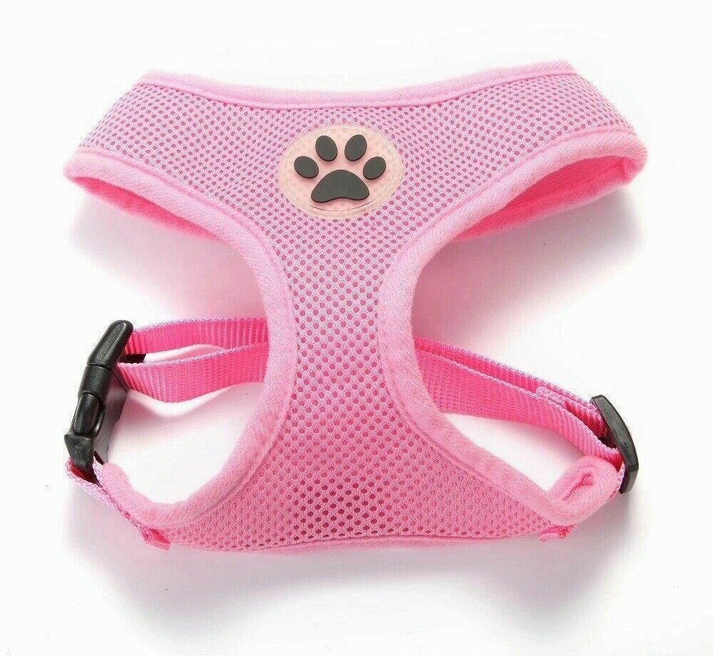 Dog Mesh Harness No Pull Adjustable Soft Breathable Mesh Paw Design XS S M L