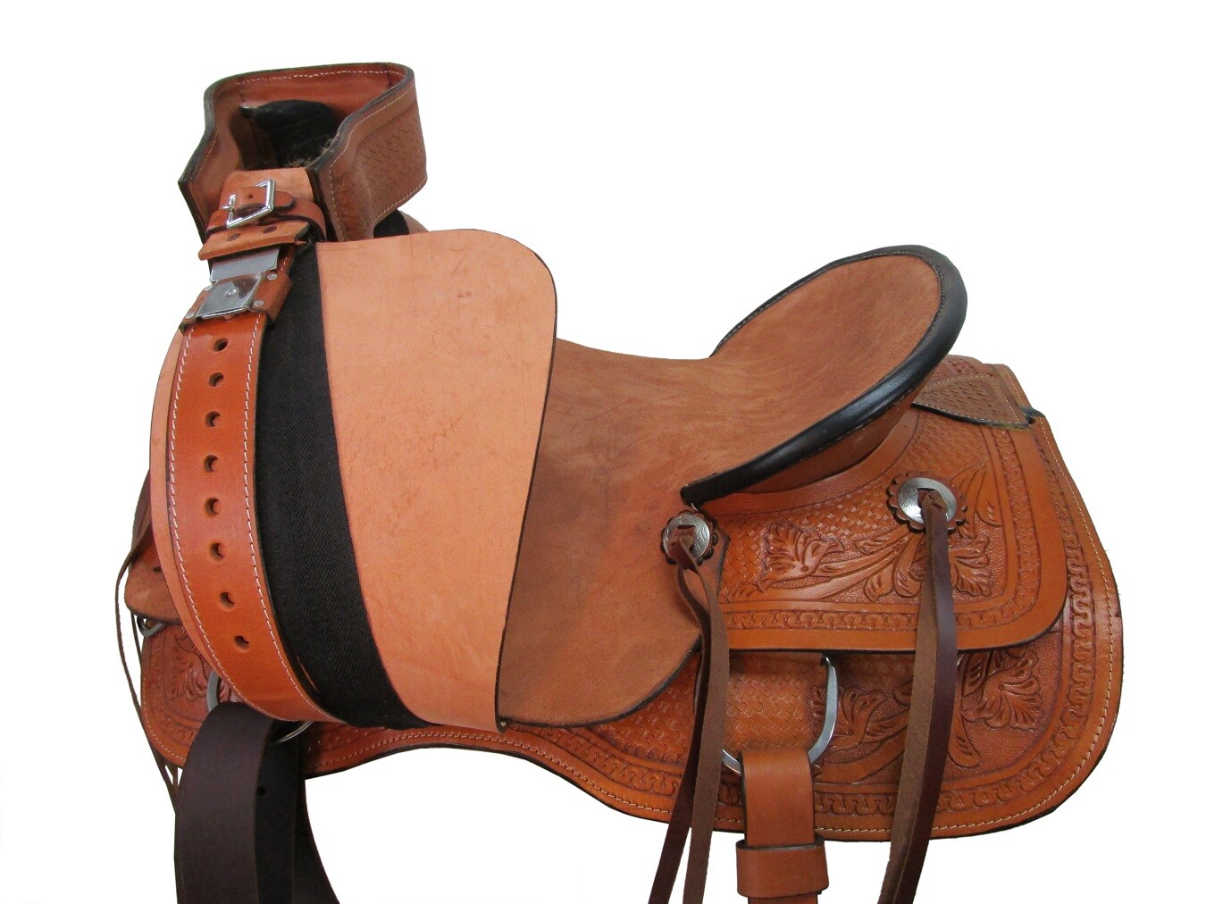 RANCH WESTERN SADDLE PLEASURE TRAIL TOOLED LEATHER HORSE USED TACK 18 17 16 15