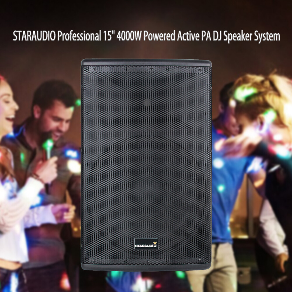 15" 2-Way 4000W Active Powered Speaker Bluetooth PA Stage Audio Speaker System