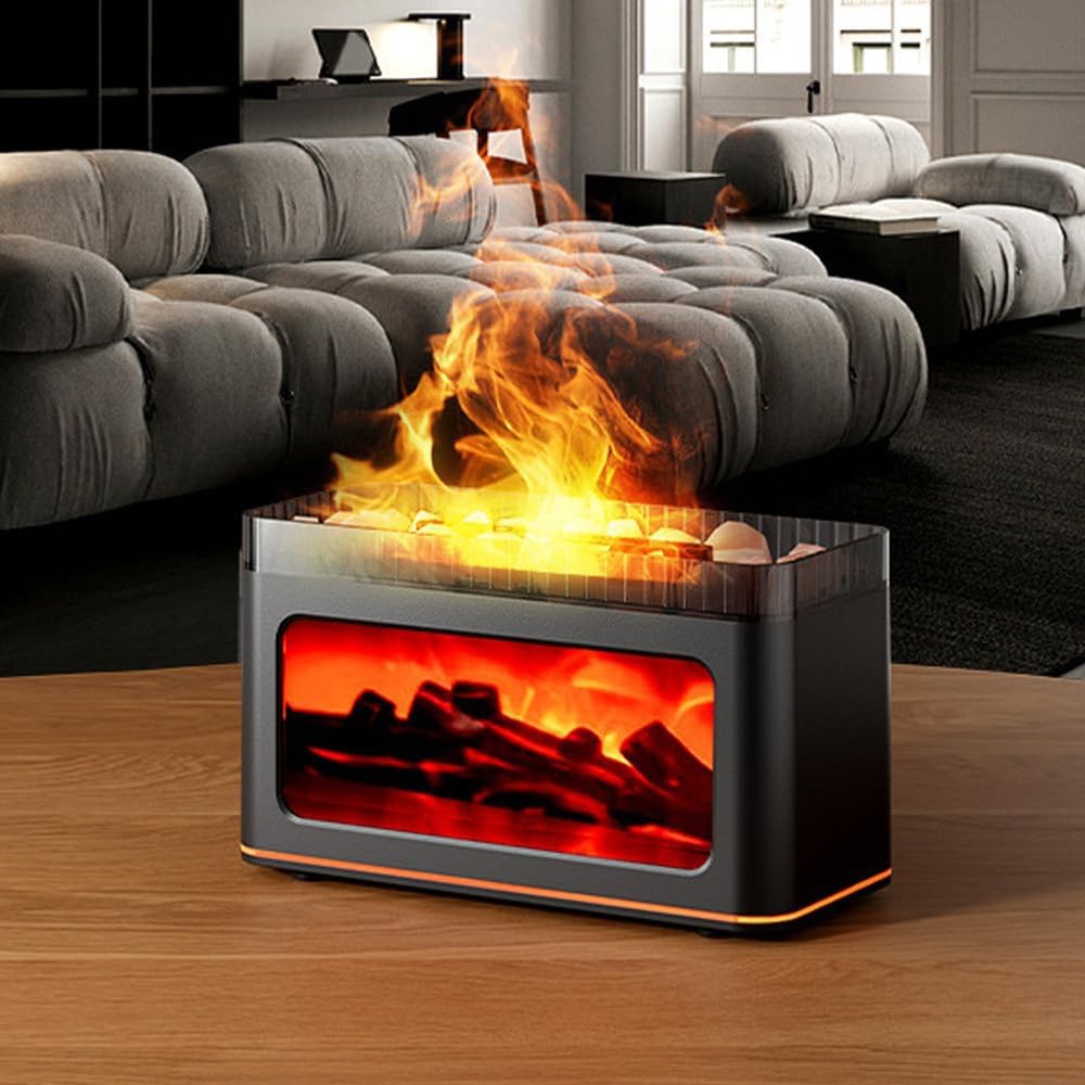 Flame Humidifier Ultrasonic Aromatherapy Essential Oil Diffuser with LED Light