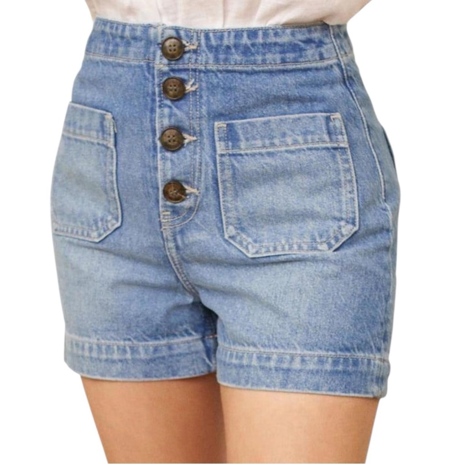 Reformation Eloise Denim Short size 29 High Waist Exposed Button Fly