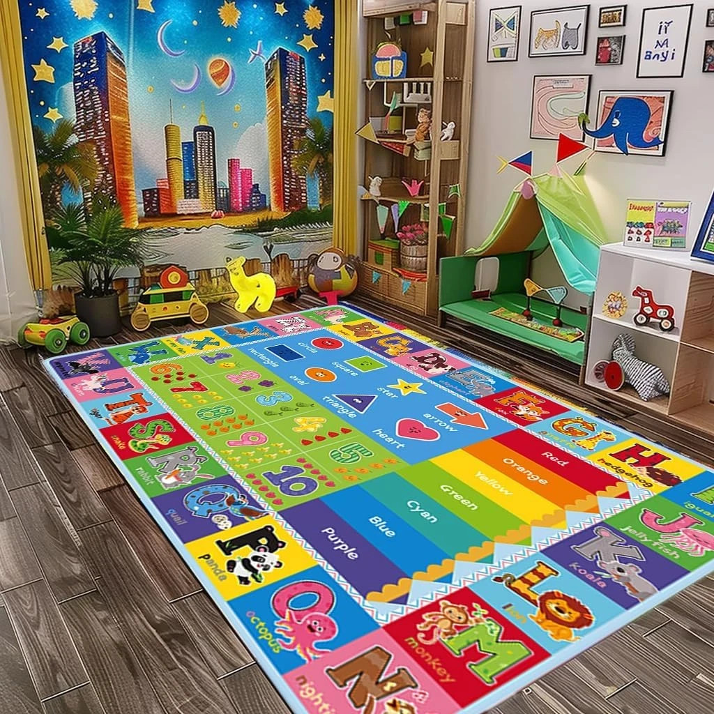 ABC Carpet,Kids Carpet for Playroom, Classroom Floor Play Mat for Kids,Preschool