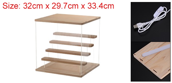 Acrylic Display Case with LED Light 5 Tier Transparent Dustproof Showcase
