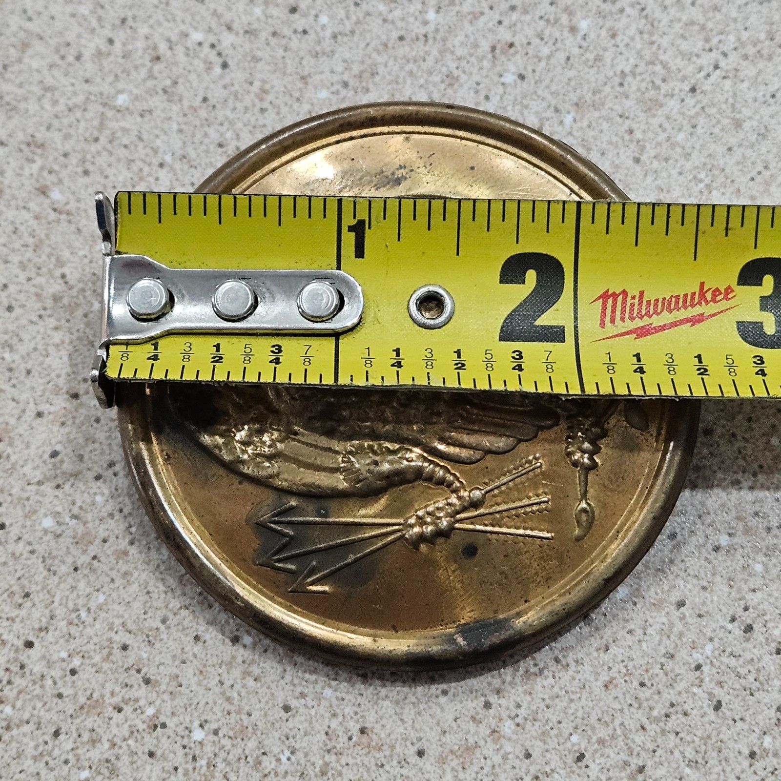 Vintage Civil War Era America Eagle Union 3 Prong Lead Filled Brass Belt Plate