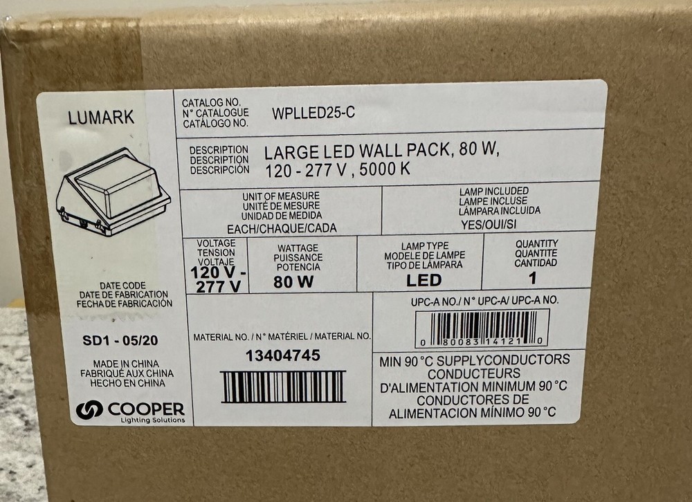 Cooper Lighting Lumark - WPLLED25-C - 80W - 5000k