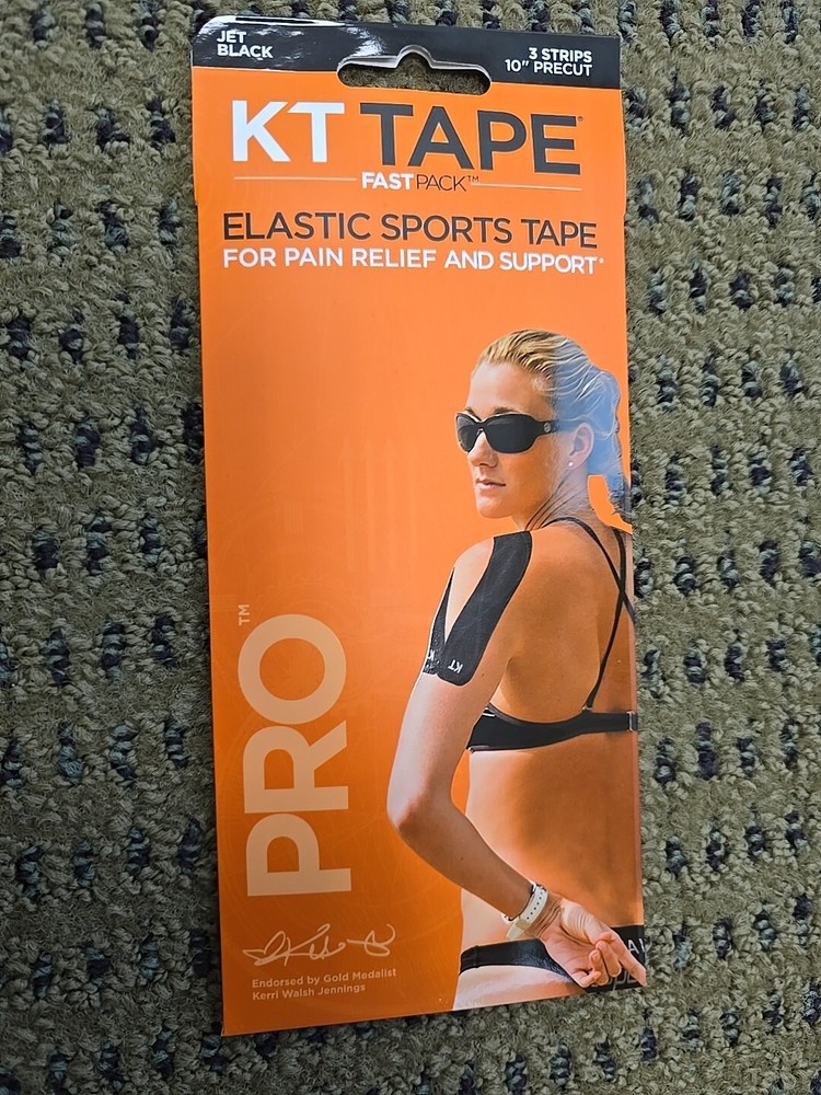 Kt Tape Fast Pack Jet Black 15 Pre Cut Strips