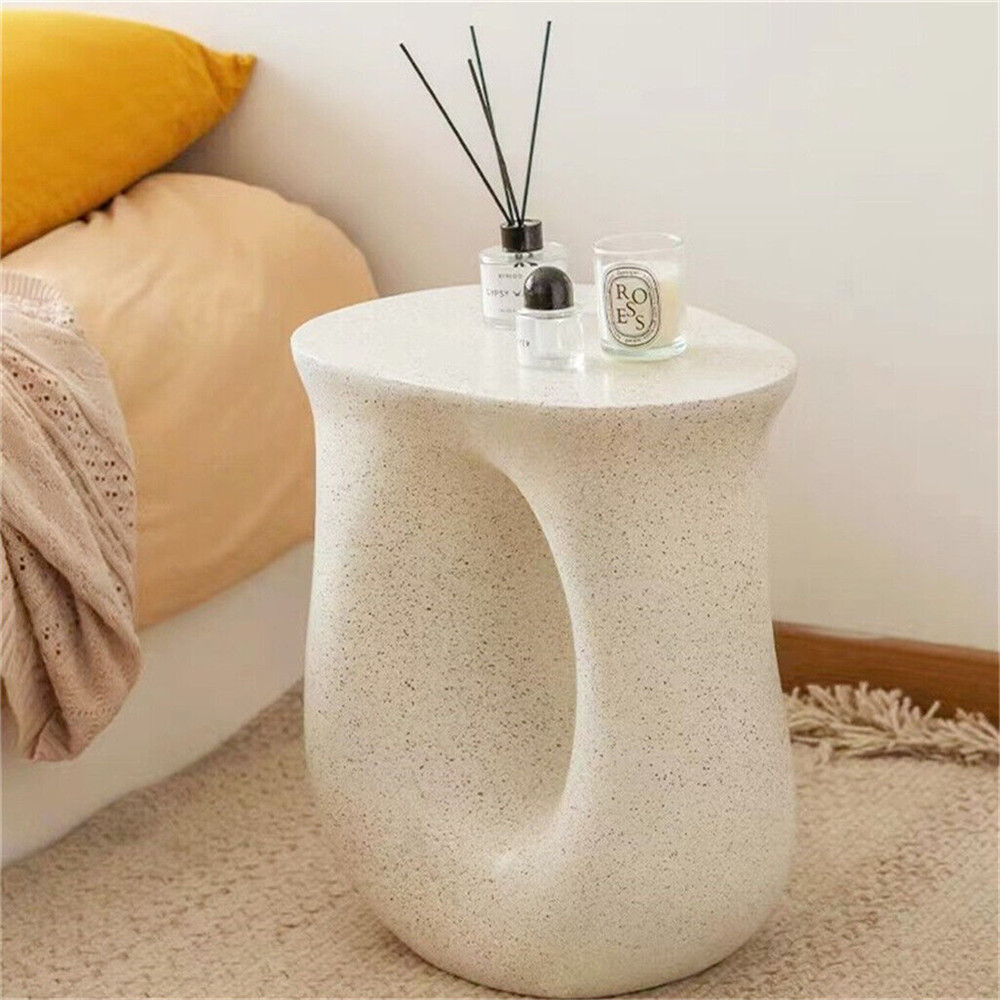 Modern U-shaped Lightweight Concrete Accent Table Garden Stool Sofa Side Stand