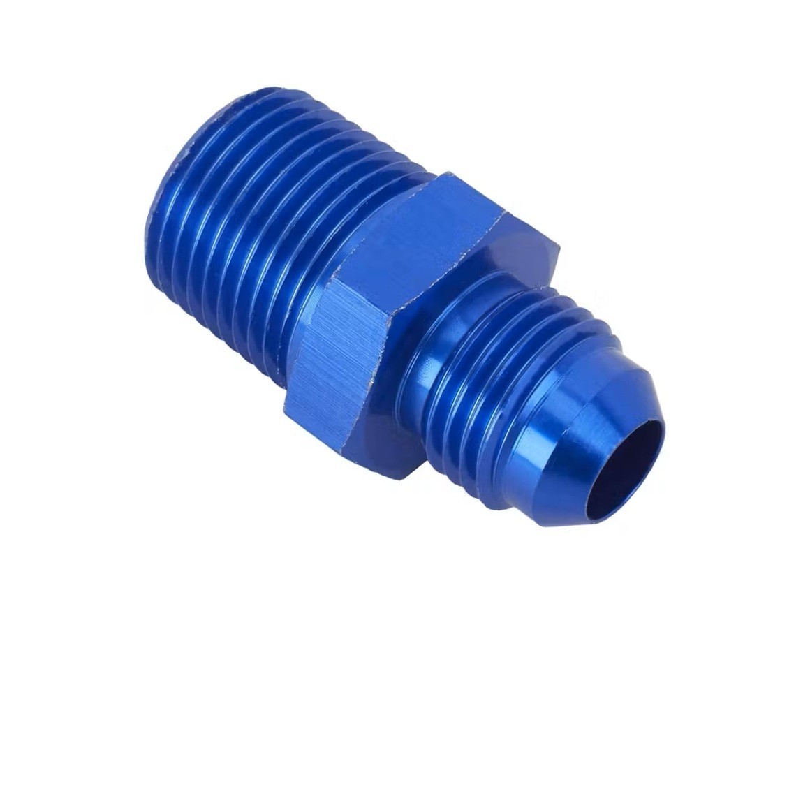 Blue Straight AN6 Flare Adapter to 1/4 Inch Aluminum Pipe - IMCA NHRA Brand New