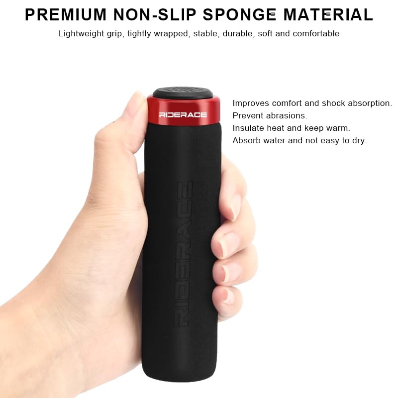 Bicycle Handlebar Soft and Comfortable Foam Grips,Shock red and black