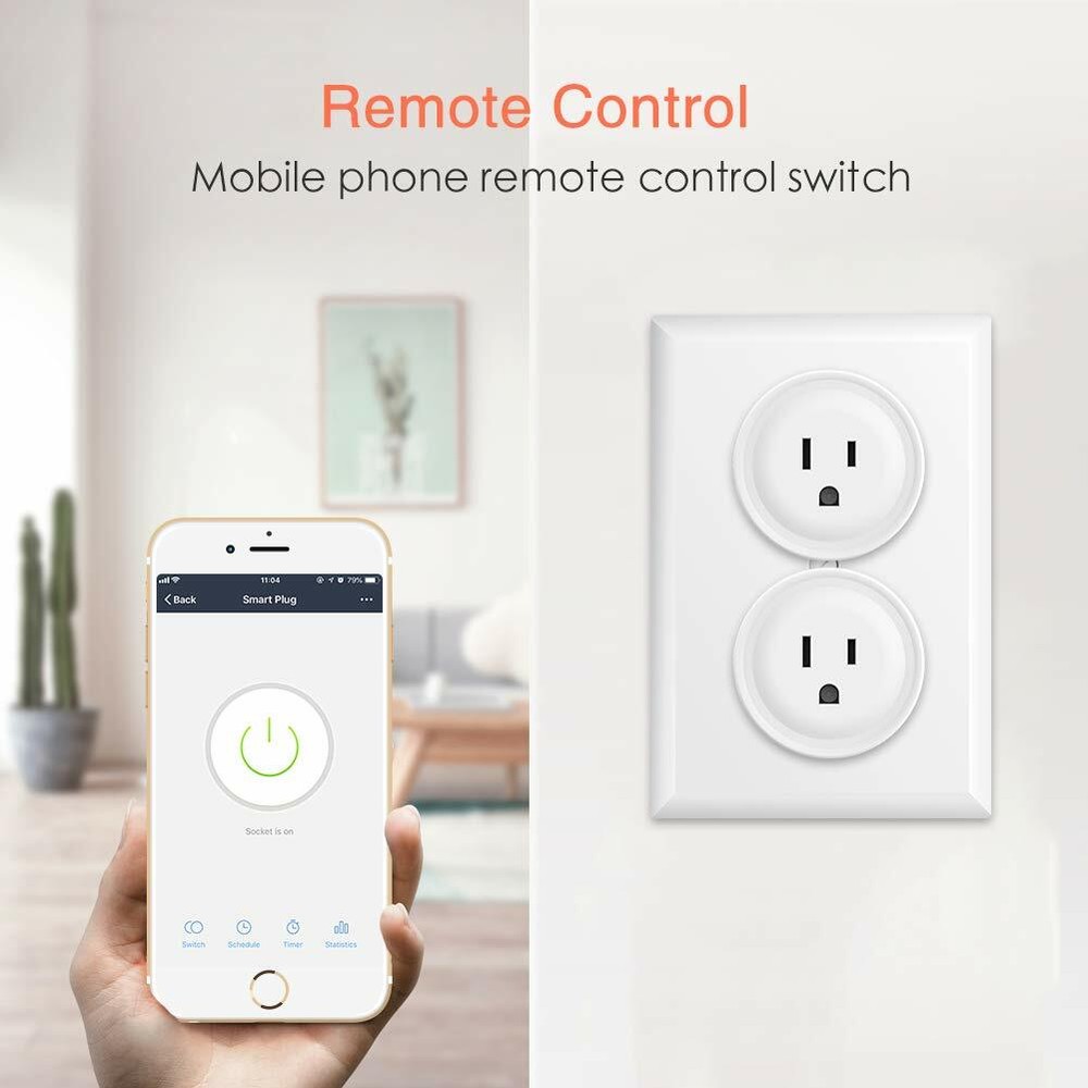 2 PACK Mini Smart 2.4G Wifi Plug Socket Outlet Work Alexa&Google Home Assistant