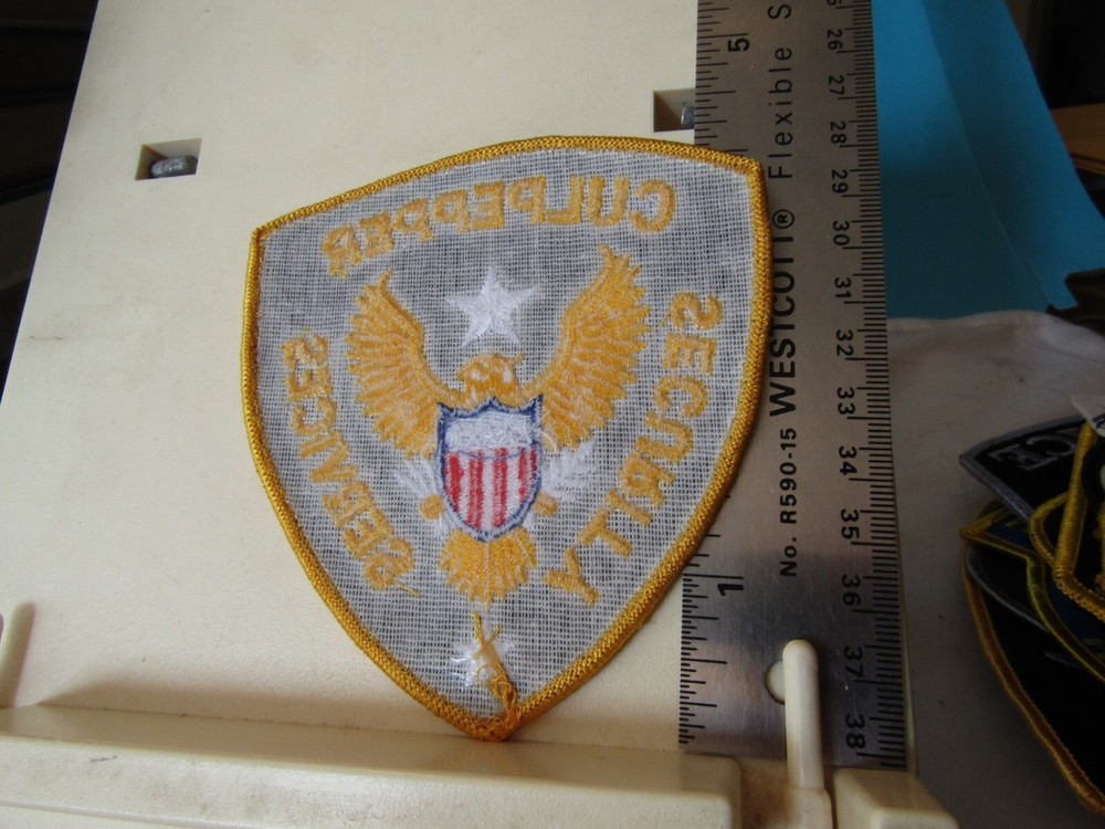 Culpepper Security Services patch Virginia VA NOS 4.25" tall black gold eagle