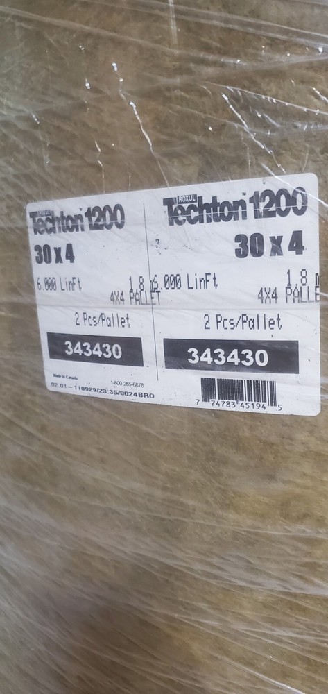 Roxul Techton 1200 Pipe Insulation 30" x 4" 6 Linear ft pallet
