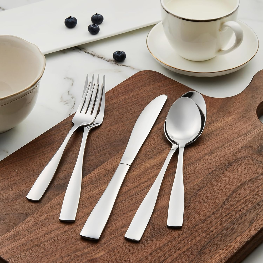20PCS Silverware Set, Modern Flatware Set Service for 4, Cutlery Set for Home, K