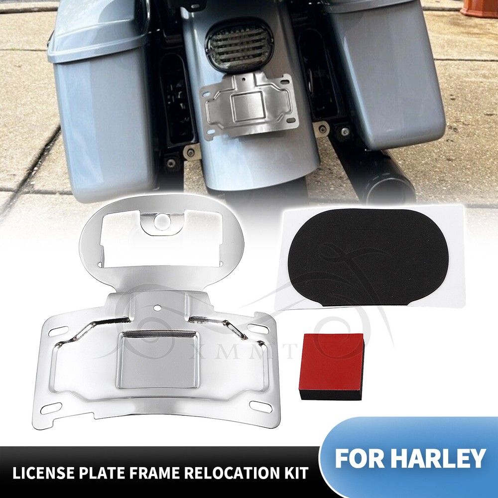 Motorcycle Chrome License Plate Relocation Bracket For Harley CVO Electra Glide