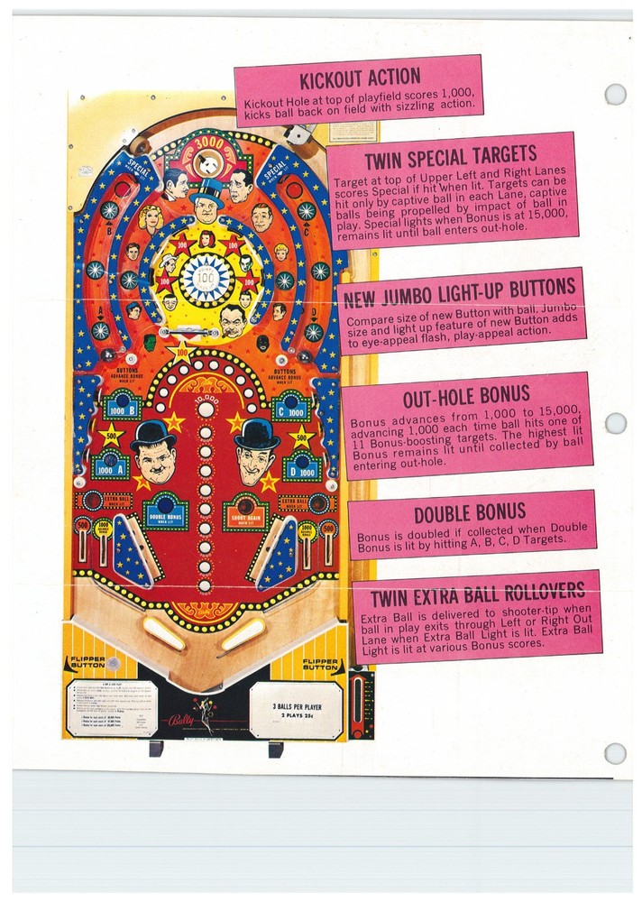Flicker Bally Pinball Flyer / Brochure / Ad