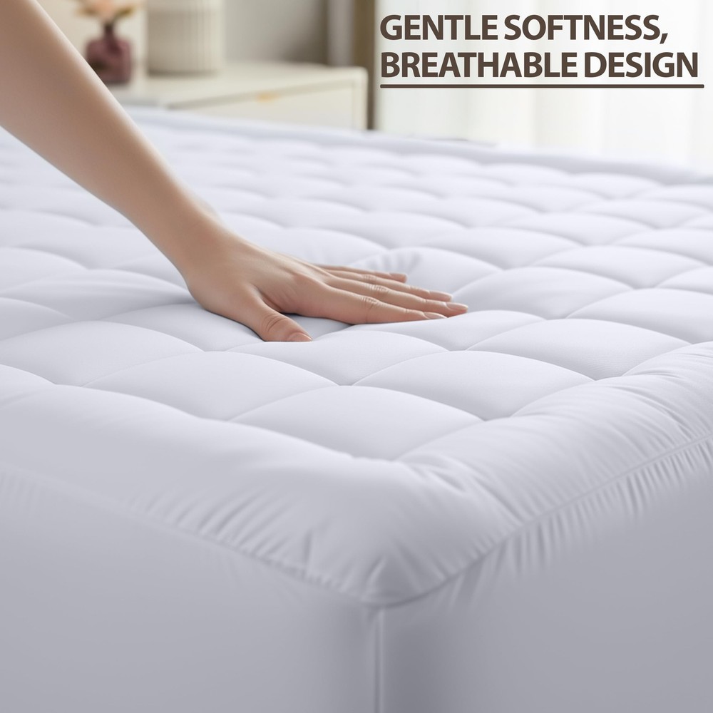 Utopia Bedding Full Mattress Pad, Quilted Fitted Premium Full, White